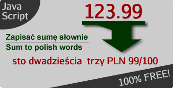 napisac sumą słownie numberToWords PL